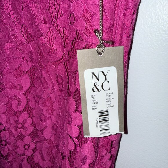 NWT Eva Mendes Magenta Lace Sleeveless Dress With Back Bow Detail Size 8 - Picture 8 of 8